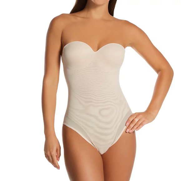 New Annette Convertible Strapless Full Bodysuit Tummy Shaper In Beige 36DD - Picture 2 of 9